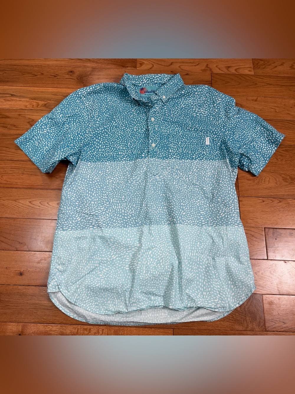 Chubbies Teal/Blue/White Gradient Polo